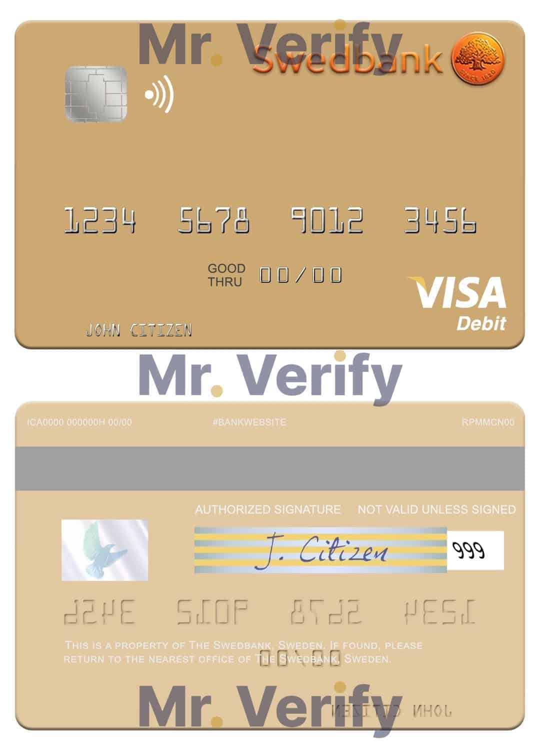 Editable Sweden Swedbank visa debit card Templates in PSD Format Editable Sweden Swedbank visa debit card Templates in PSD Format