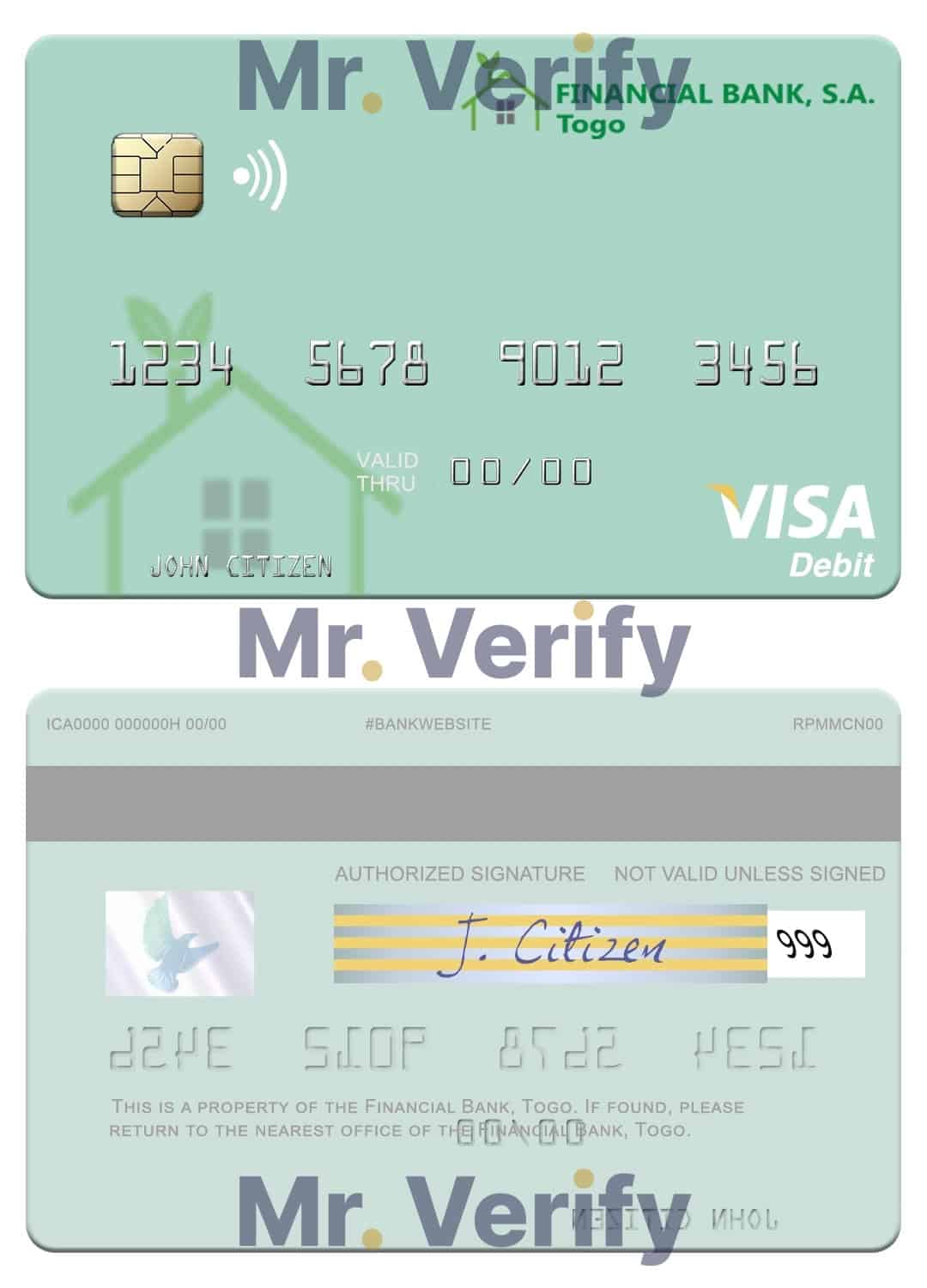 Editable Togo Financial Bank visa debit card Templates in PSD Format Editable Togo Financial Bank visa debit card Templates in PSD Format