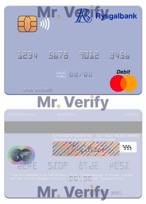 Editable Turkmenistan Rysgal JSCB mastercard Templates in PSD Format
