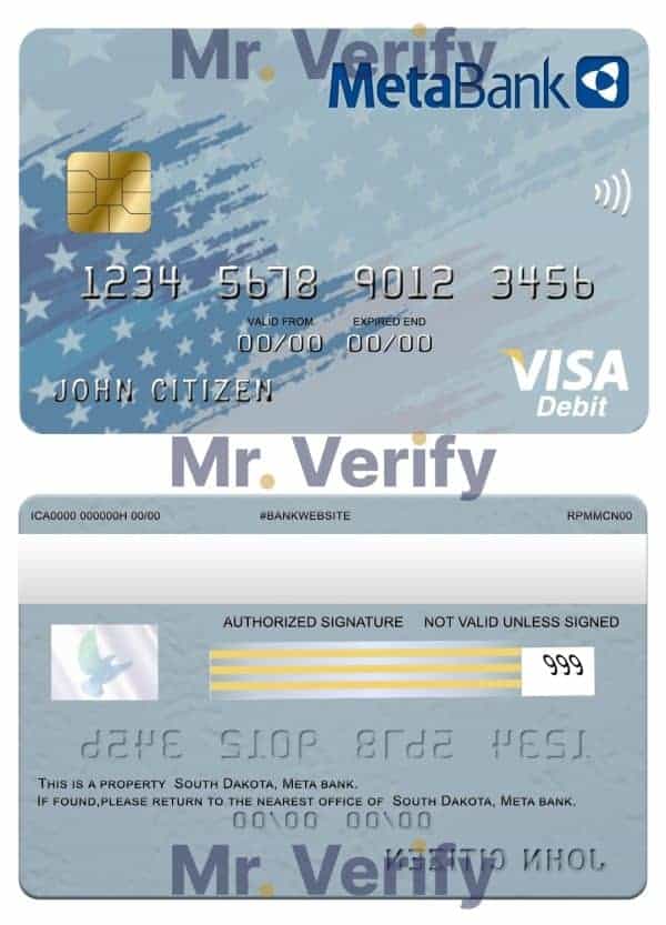 Editable USA South Dakota Metabank visa card Templates in PSD Format Editable USA South Dakota Metabank visa card Templates in PSD Format