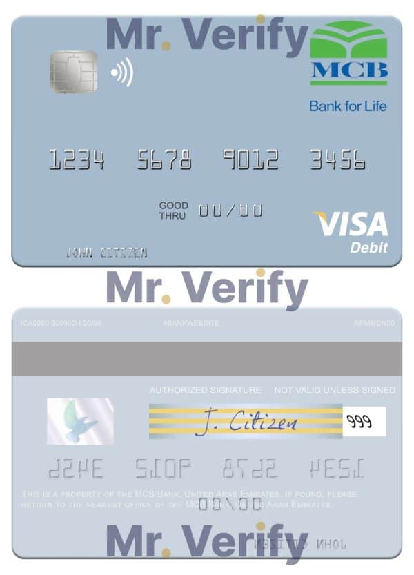 Editable United Arab Emirates MCB Bank visa debit card Templates in PSD Format Editable United Arab Emirates MCB Bank visa debit card Templates in PSD Format