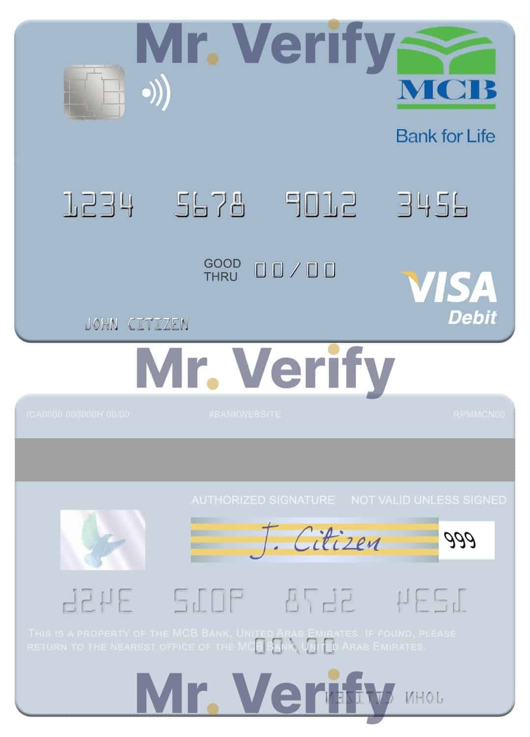 Editable United Arab Emirates MCB Bank visa debit card Templates in PSD Format Editable United Arab Emirates MCB Bank visa debit card Templates in PSD Format