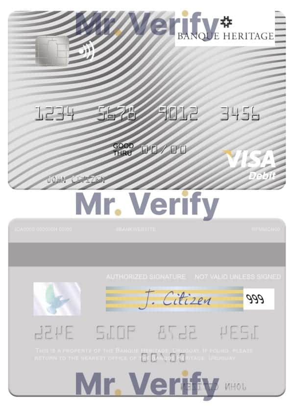 Editable Uruguay Banque Heritage visa debit card Templates in PSD Format Editable Uruguay Banque Heritage visa debit card Templates in PSD Format