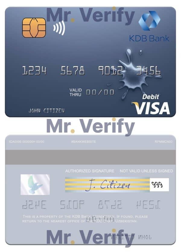 Editable Uzbekistan KDB Bank visa debit card Templates in PSD Format Editable Uzbekistan KDB Bank visa debit card Templates in PSD Format