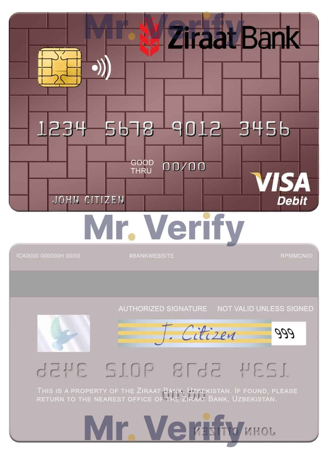 Editable Uzbekistan Ziraat Bank visa debit card Templates in PSD Format Editable Uzbekistan Ziraat Bank visa debit card Templates in PSD Format