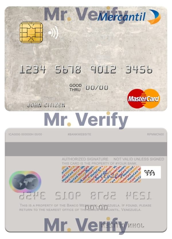 Editable Venezuela Banco Mercantil mastercard Templates in PSD Format Editable Venezuela Banco Mercantil mastercard Templates in PSD Format