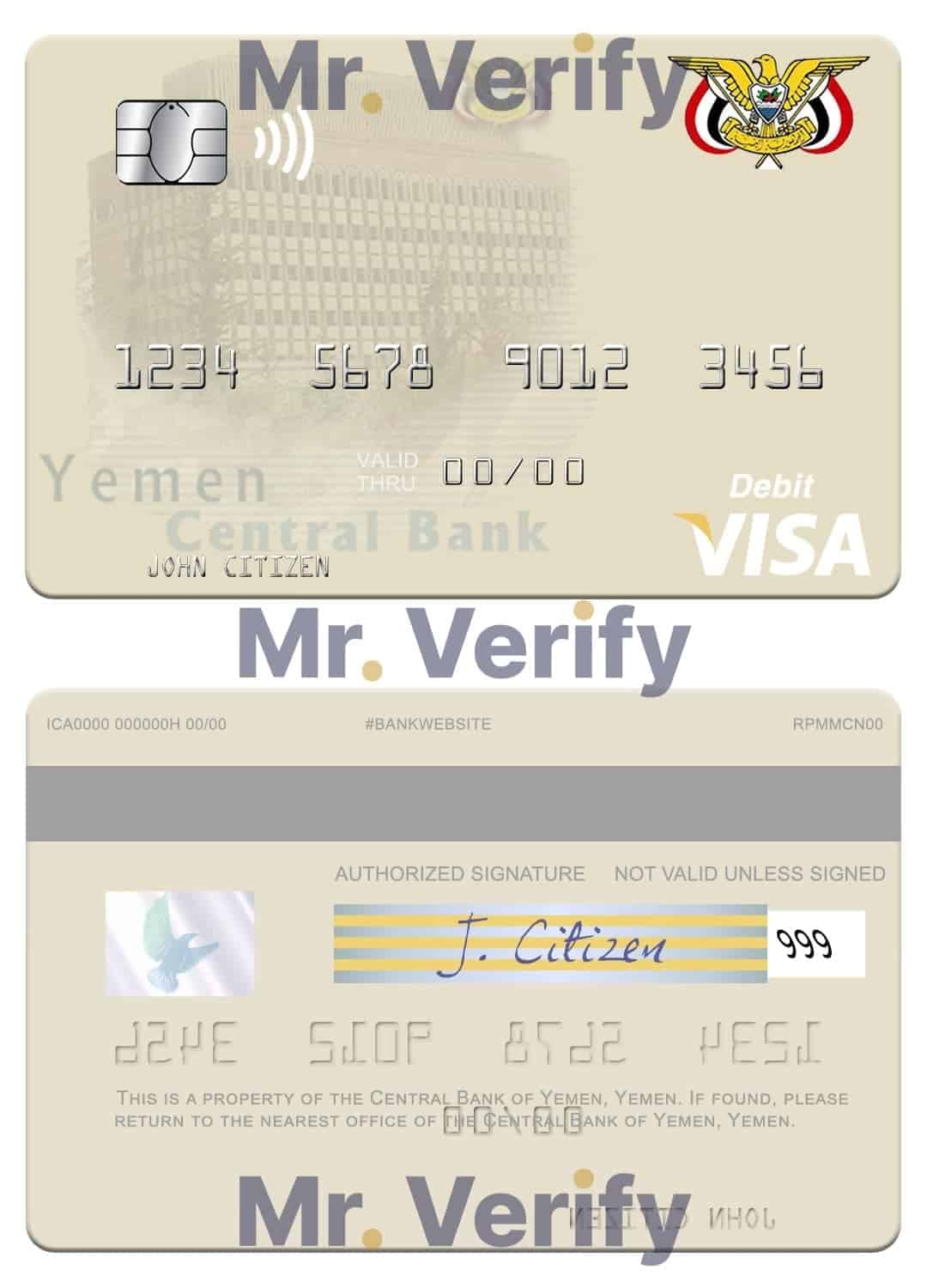 Editable Yemen Central Bank of Yemen visa debit card Templates in PSD Format Editable Yemen Central Bank of Yemen visa debit card Templates in PSD Format