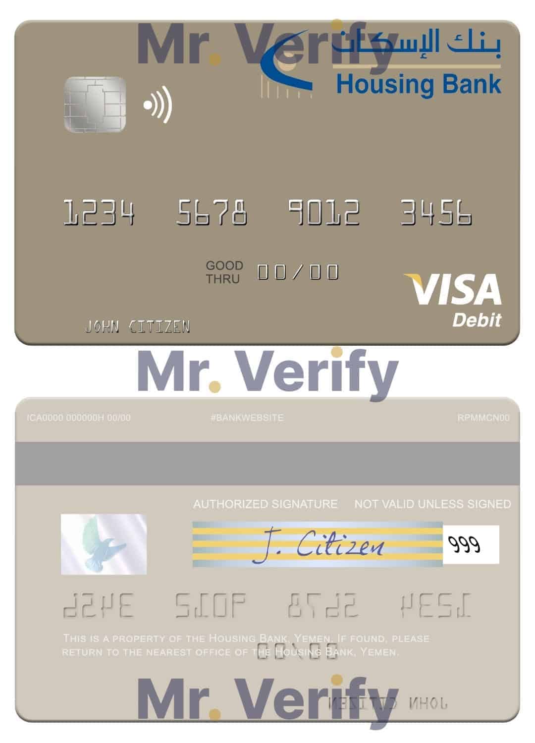 Editable Yemen Housing Bank visa debit card Templates in PSD Format Editable Yemen Housing Bank visa debit card Templates in PSD Format