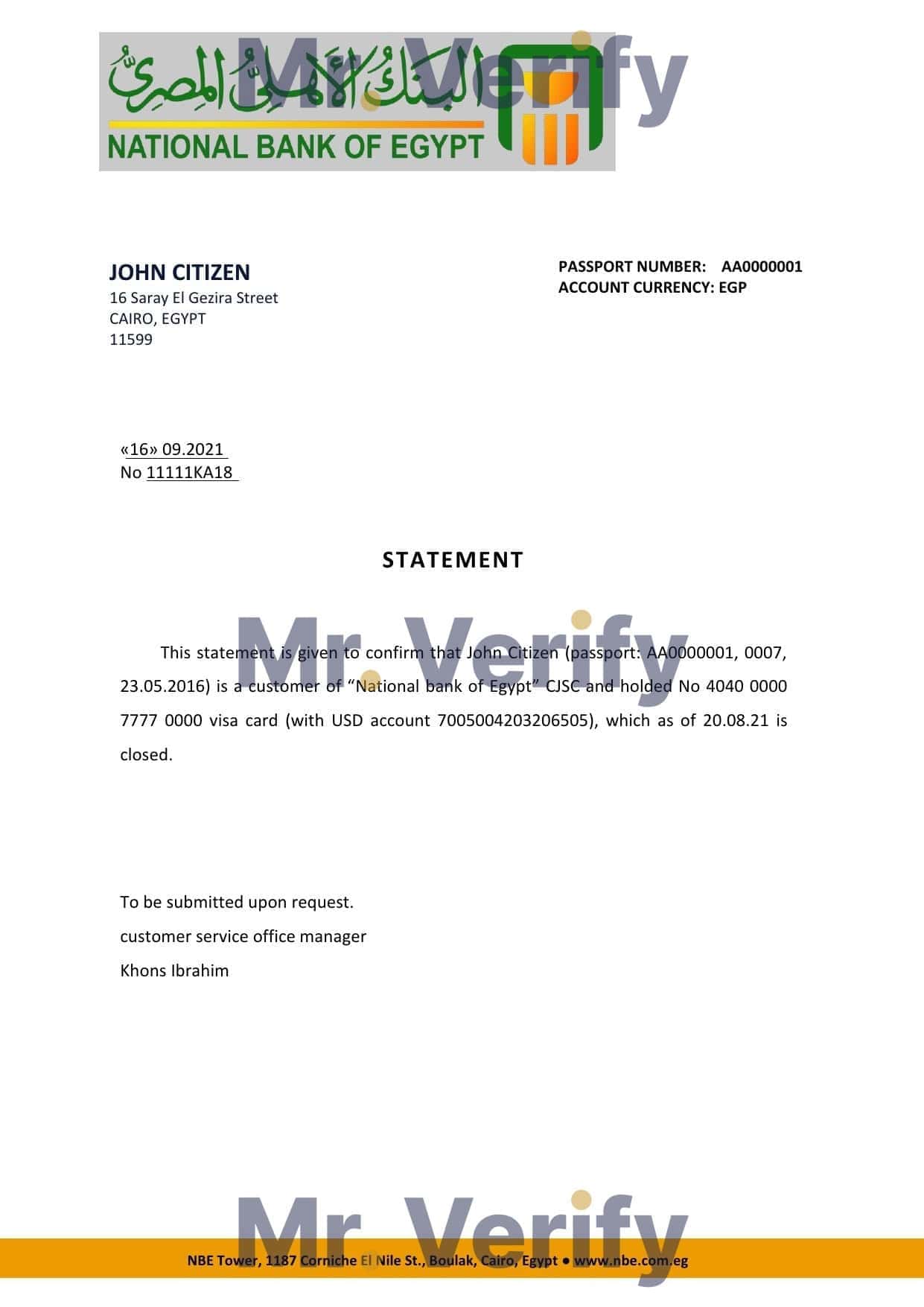 Egypt National Bank of Egypt bank account closure reference template in Word and PDF format (.doc and .pdf) Egypt National Bank of Egypt bank account closure reference template in Word and PDF format (.doc and .pdf)