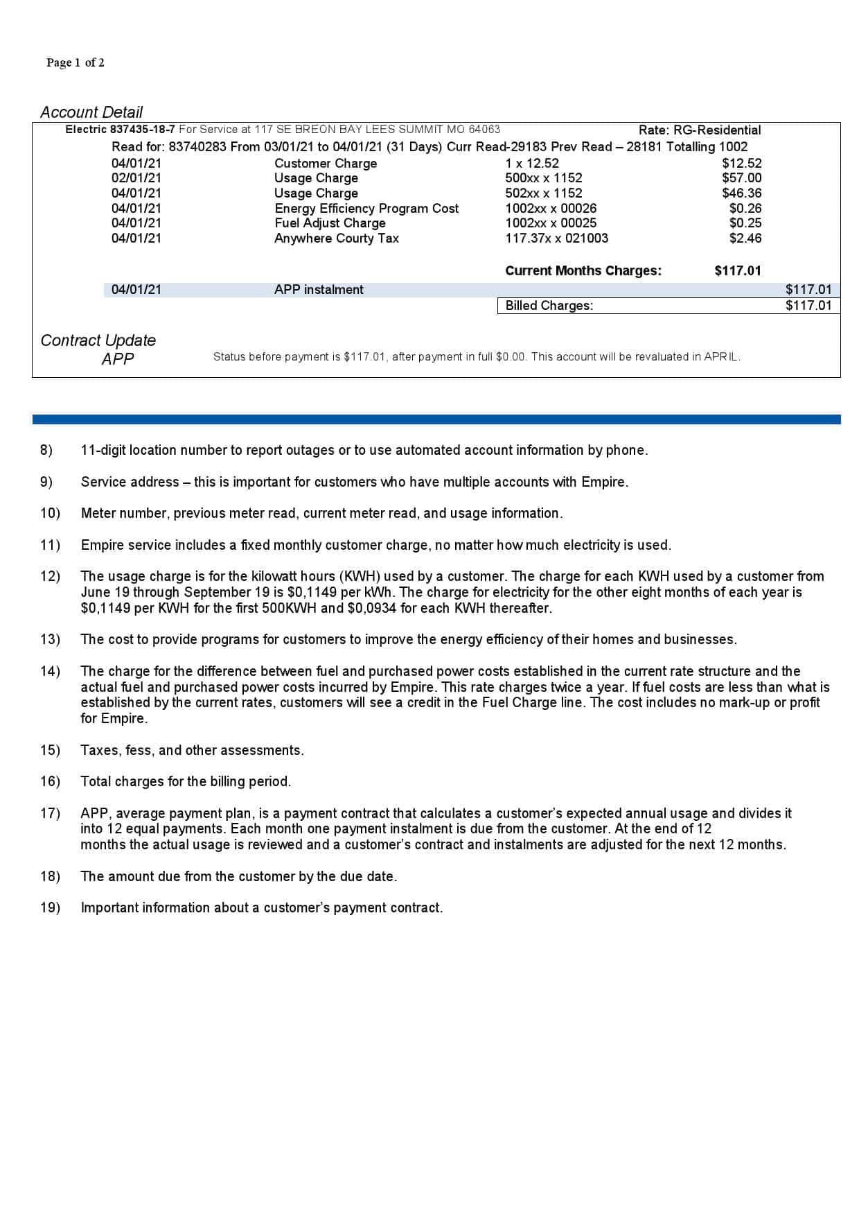 Empire-Distric.jpg USA Empire District Electric Company utility bill template in Word and PDF format (2 pages) - Image 2