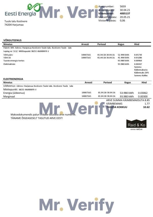 Estonia-electricity.jpg Estonia Eesti Energia electricity utility bill template in Word and PDF format