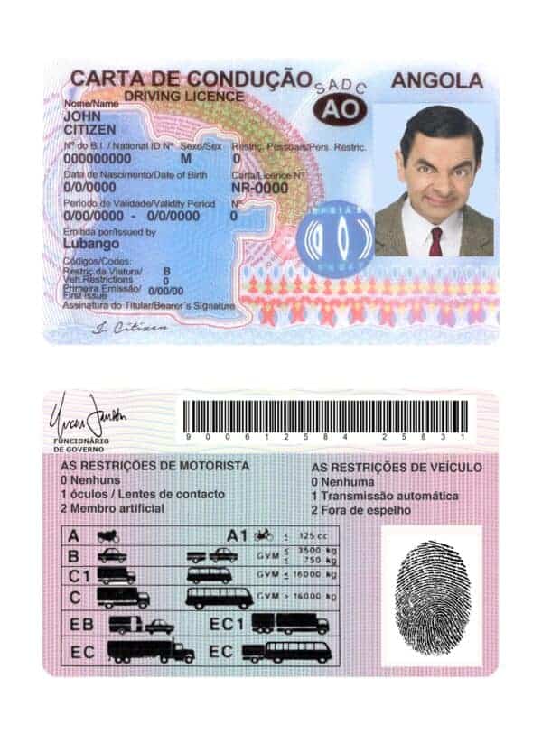 Fake Angola Driver License Template Fake Angola Driver License Template