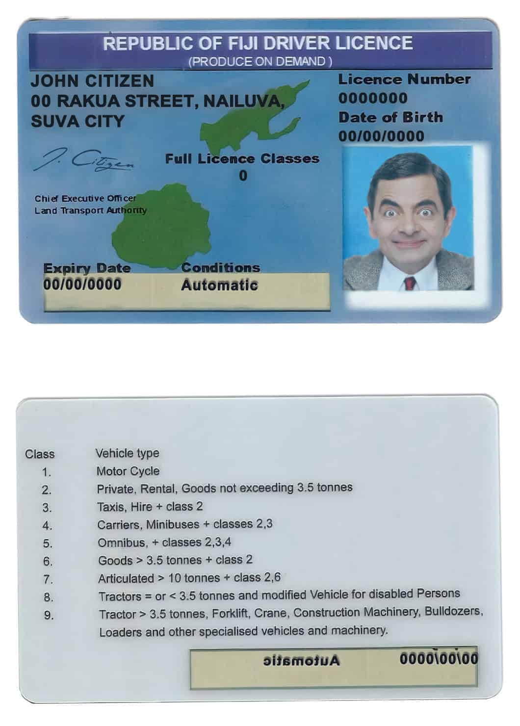 Fake Fiji Driver License Template Fake Fiji Driver License Template