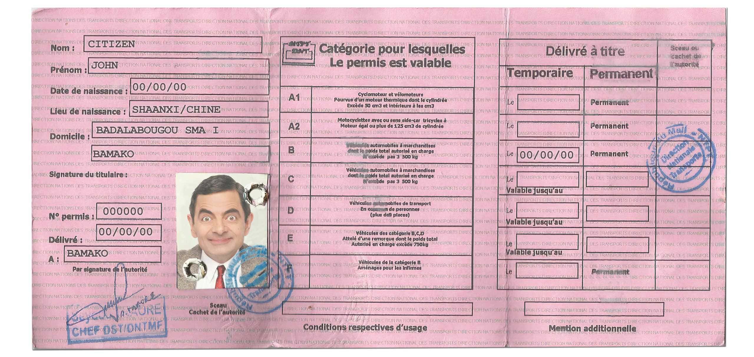 Fake Mali Driver License Template Fake Mali Driver License Template