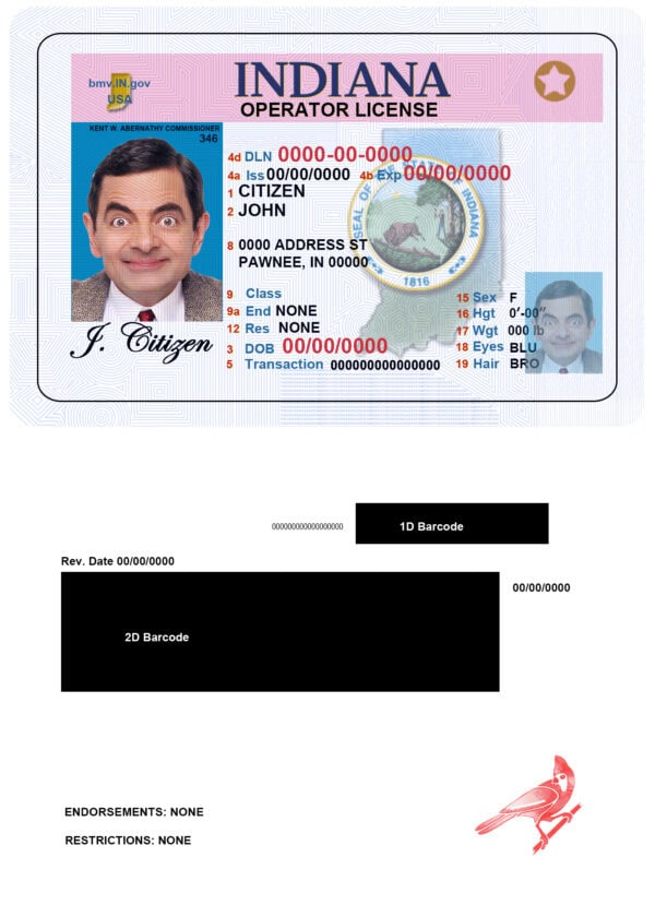 Fake USA Indiana Driver License Template Create Realistic USA Indiana Drivers License with Our PSD Template