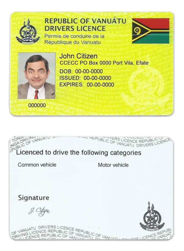 Fake Vanuatu Driver License Template