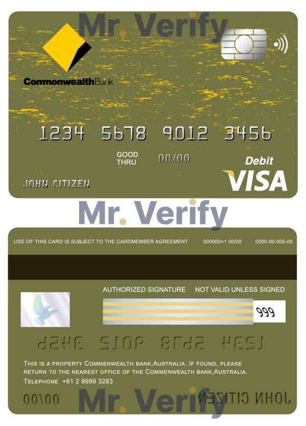 Fillable Australia Commonwealth Account Bank visa card Templates