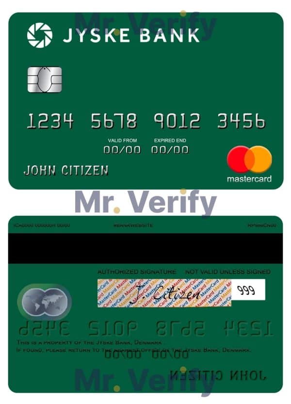 Fillable Denmark Jyske Bank mastercard Templates