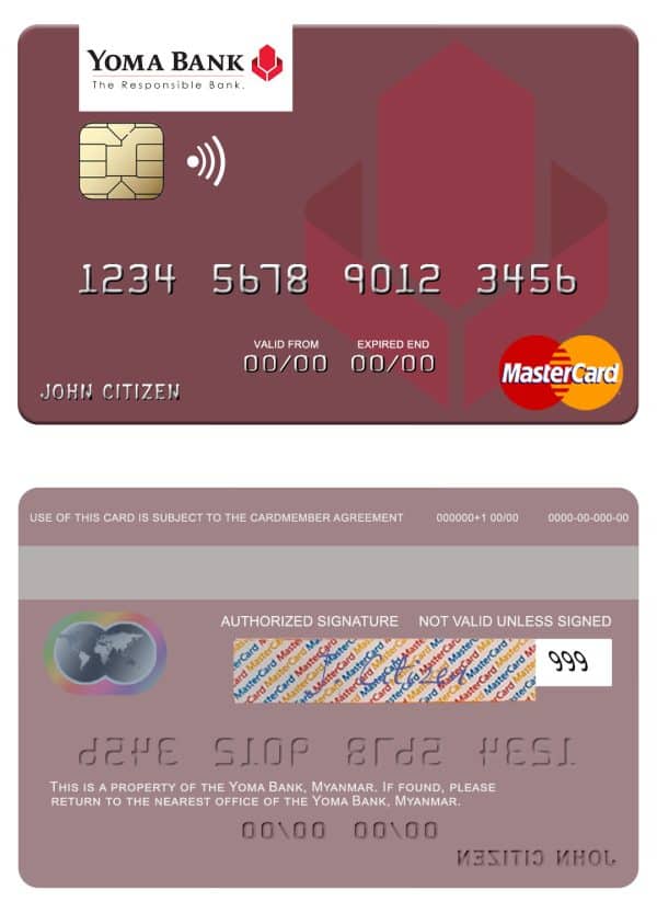 Fillable Myanmar Yoma Bank Limited mastercard Templates