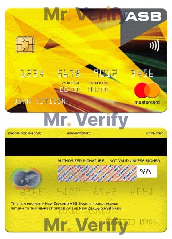 Fillable New Zealand ASB bank mastercard Templates