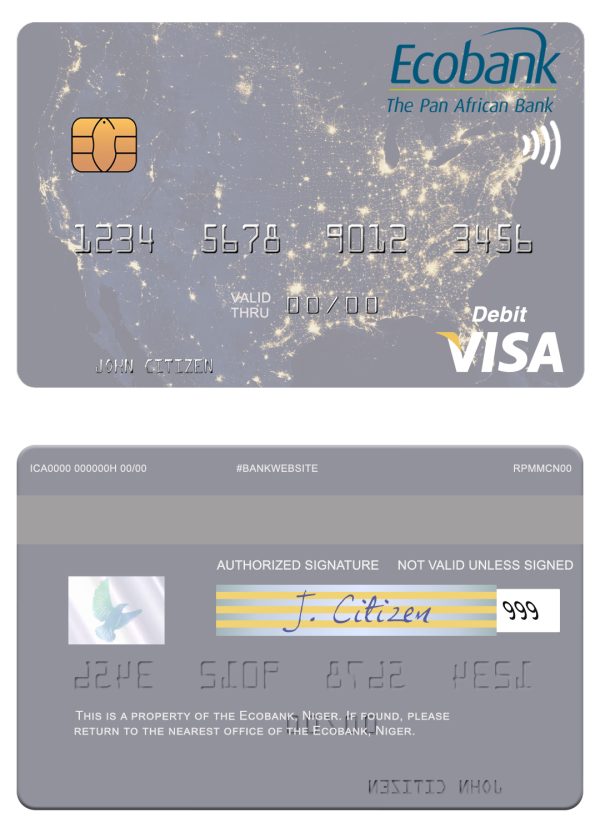 Fillable Niger Ecobank visa debit card Templates