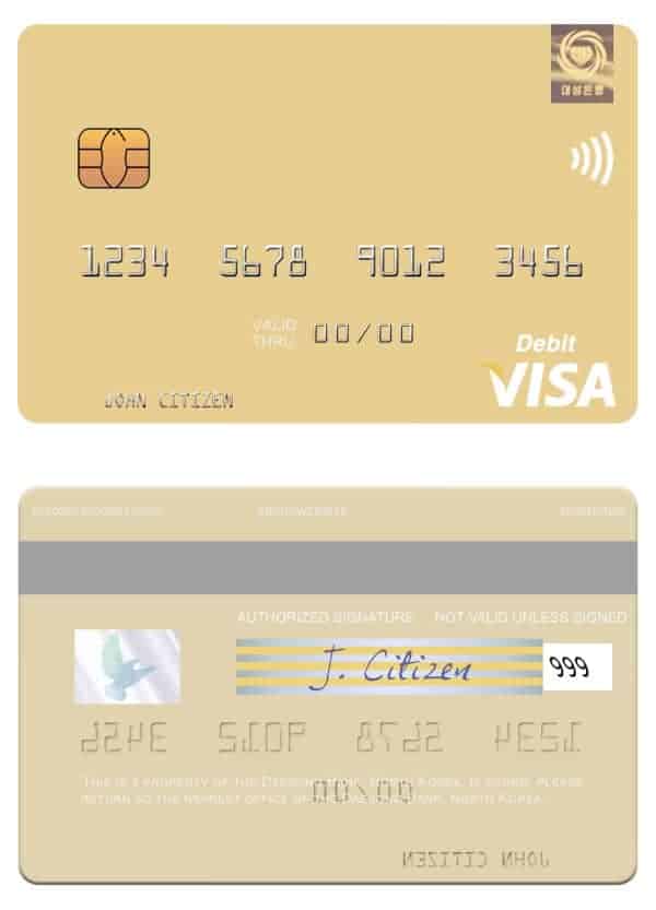 Fillable North Korea Daesong Bank visa debit card Templates