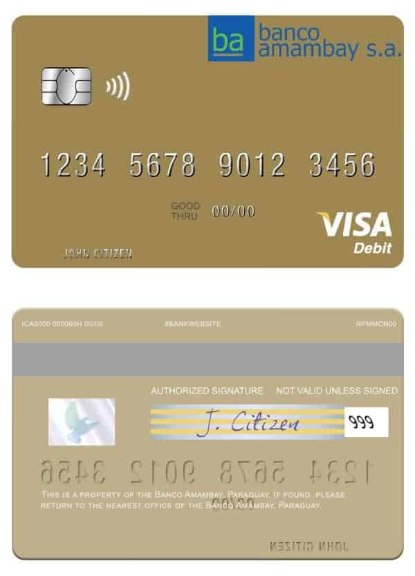 Fillable Paraguay Banco Amambay visa debit card Templates Fillable Paraguay Banco Amambay visa debit card Templates