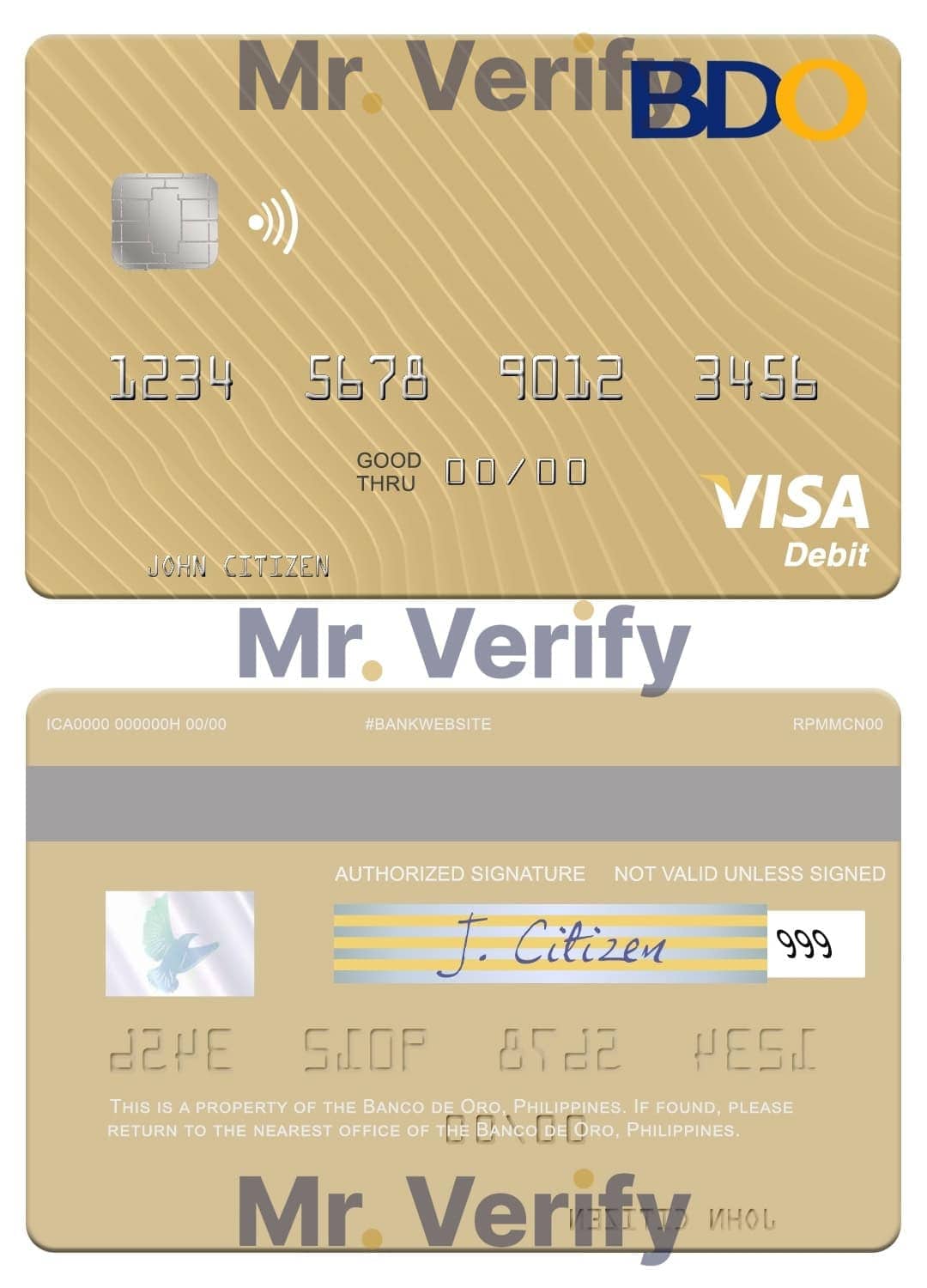 Fillable Philippines Banco de Oro visa debit card Templates Fillable Philippines Banco de Oro visa debit card Templates | Layer-Based PSD