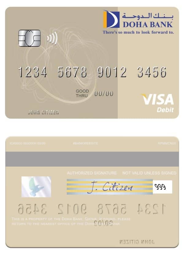 Fillable Qatar Doha Bank visa debit card Templates Fillable Qatar Doha Bank visa debit card Templates