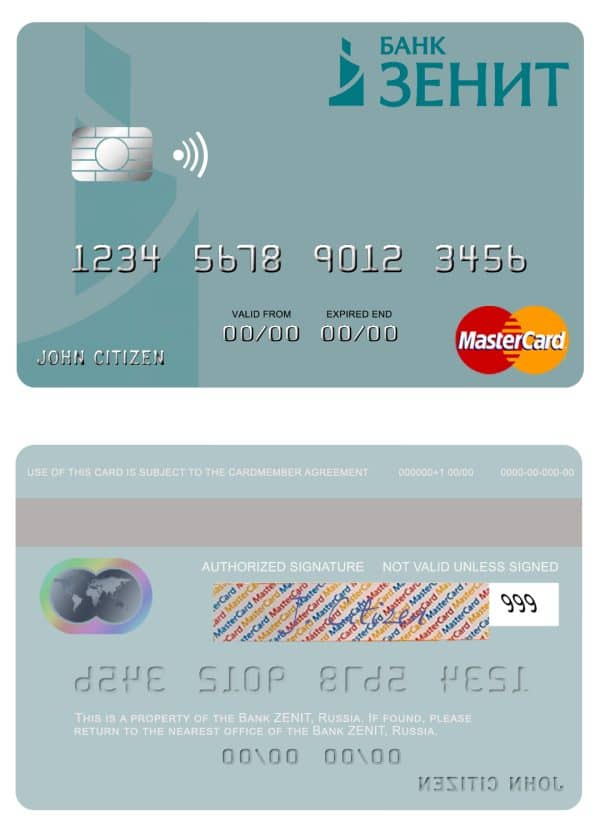 Fillable Russia Bank ZENIT mastercard Templates Fillable Russia Bank ZENIT mastercard Templates