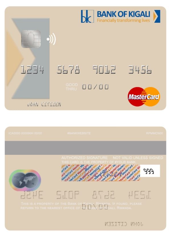 Fillable Rwanda Bank of Kigali mastercard credit card Templates Fillable Rwanda Bank of Kigali mastercard credit card Templates