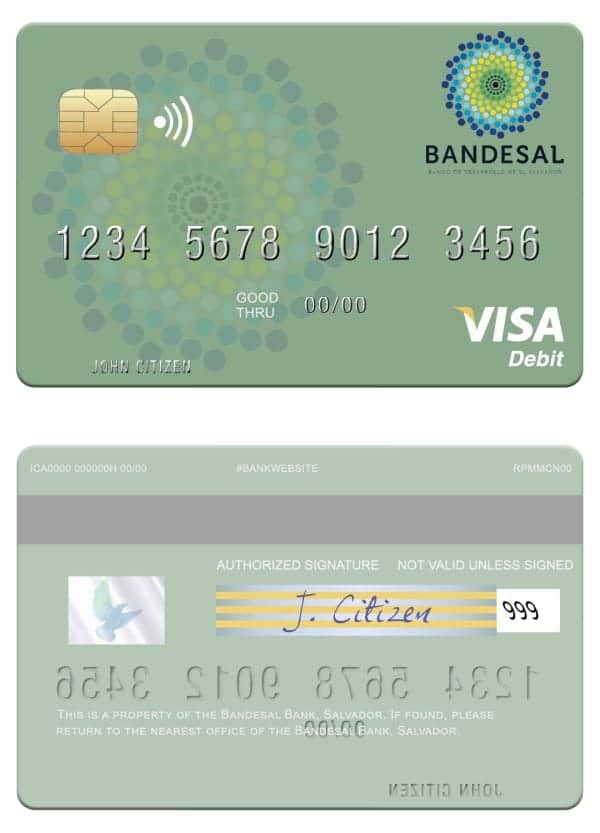 Fillable Salvador Bandesal Bank visa debit credit card Templates