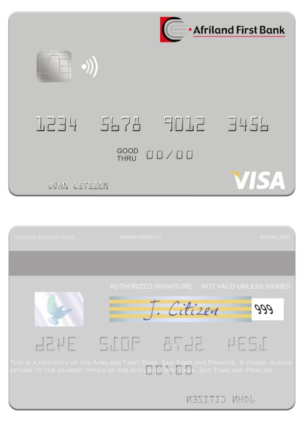Fillable Sao Tome and Principe Afriland First Bank visa debit card Templates