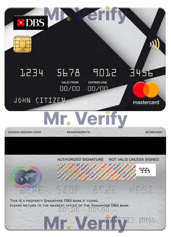 Fillable Singapore DBS bank mastercard Templates