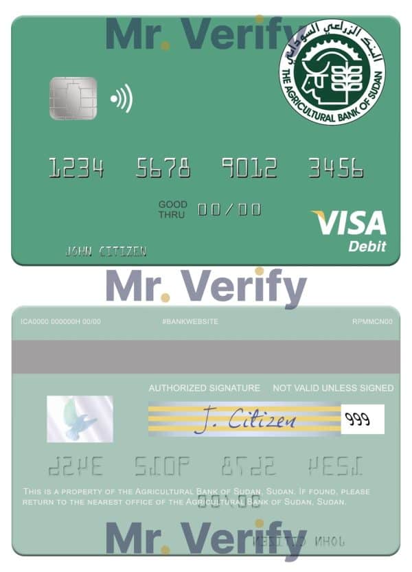 Fillable Sudan The Agricultural Bank of Sudan visa debit card Templates