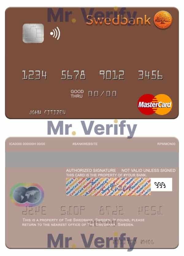 Fillable Sweden Swedbank mastercard Templates