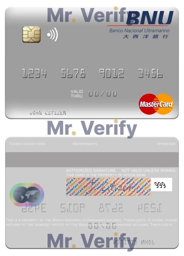 Fillable Timor-Leste Banco Nacional Ultramarino building mastercard Templates