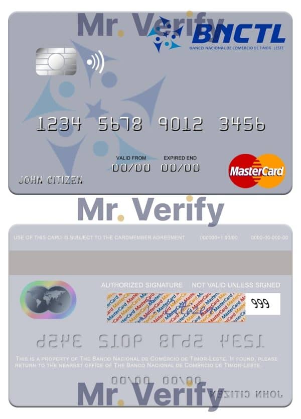 Fillable Timor-Leste Banco Nacional de Comércio de Timor-Leste mastercard Templates