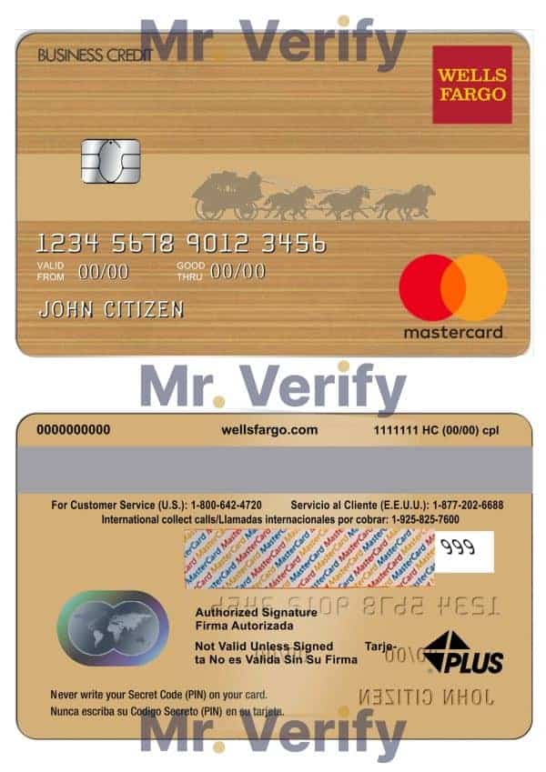 Fillable USA Wells Fargo bank mastercard Templates