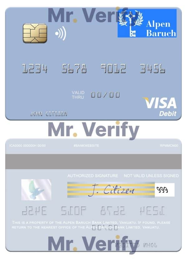 Fillable Vanuatu Alpen Baruch Bank Limited visa debit card Templates Fillable Vanuatu Alpen Baruch Bank Limited visa debit card Templates