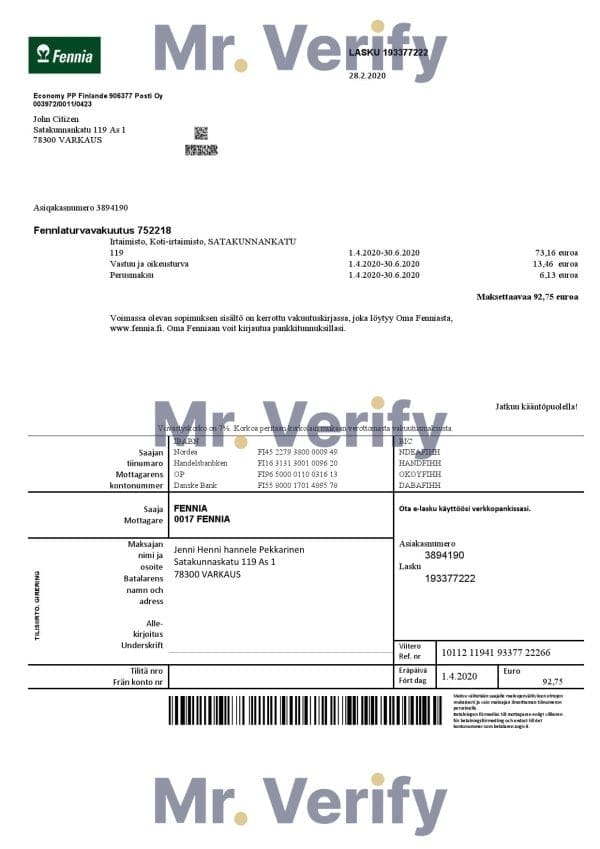 Finland-Fennia-Insurance.jpg Finland Fennia Insurance company bill template in Word and PDF format