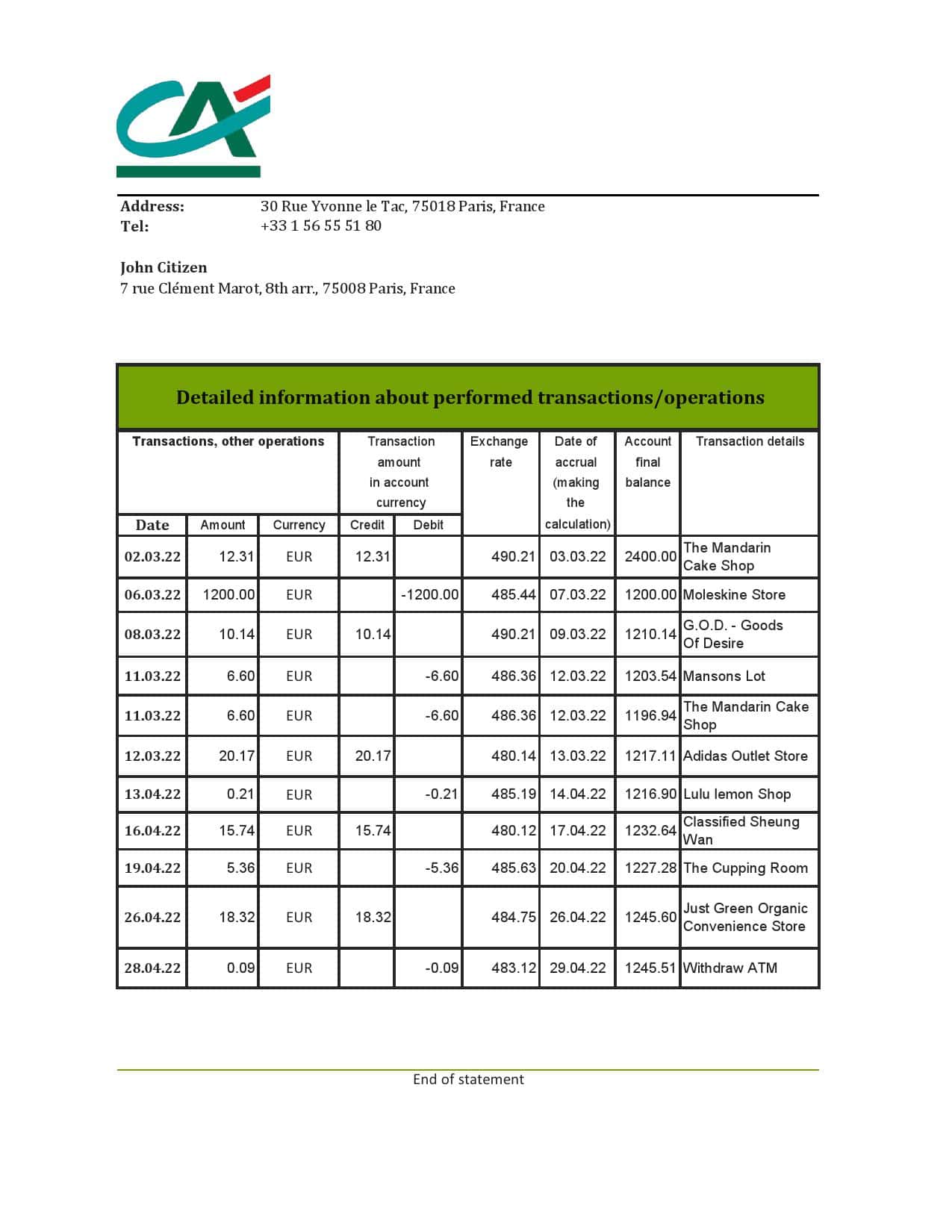 France-Credite-Agricole-Bank-statement_000001.jpg France Credite Agricole Bank statement Excel and PDF template