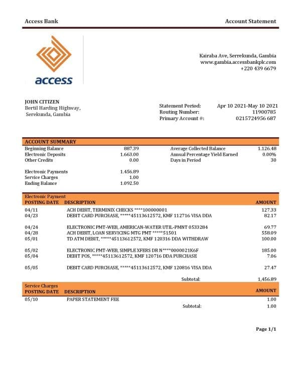 Gambia-Access-bank-statement-template-in-Word-and-PDF-format.jpg Gambia Access bank statement template in Word and PDF format