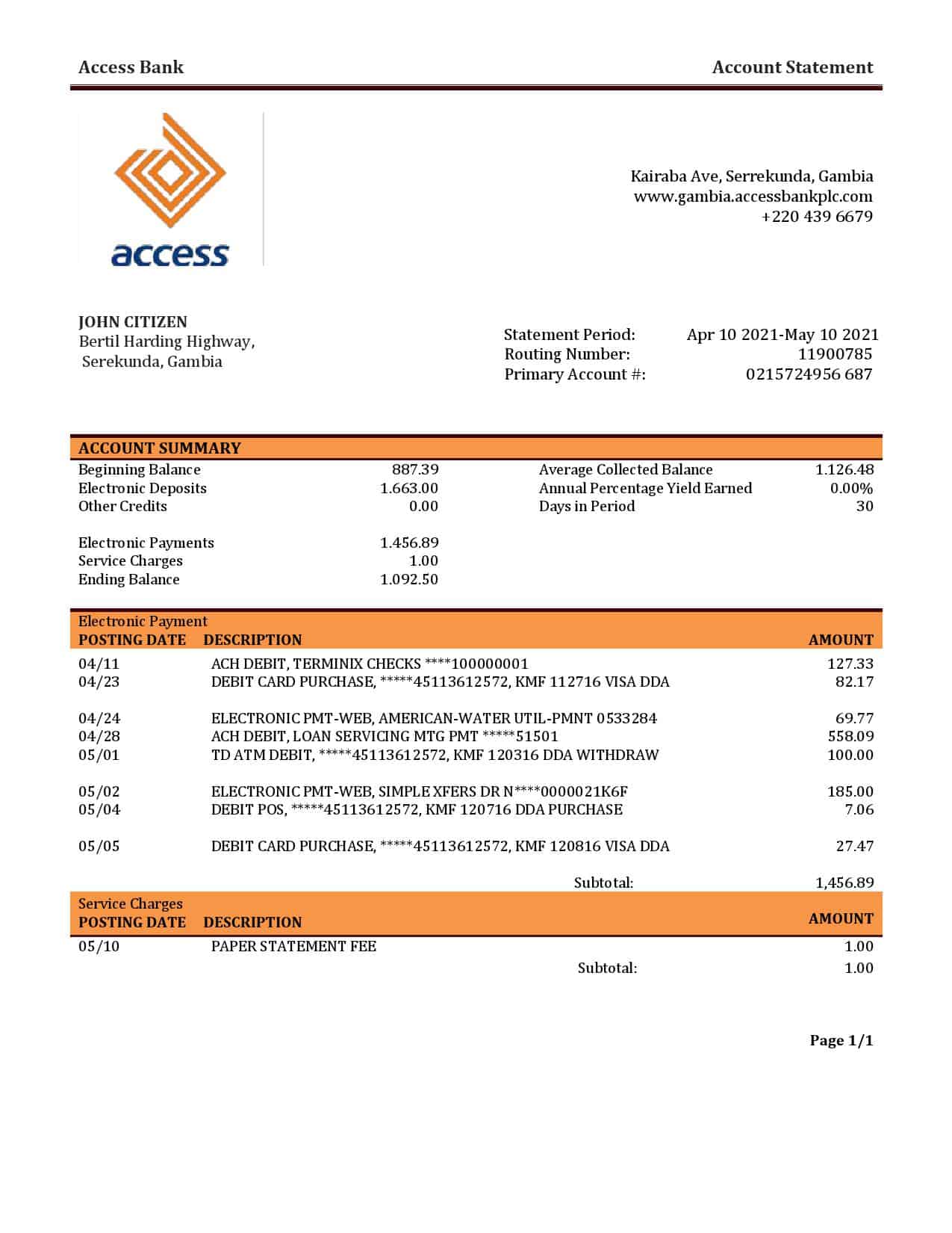 Gambia-Access-bank-statement-template-in-Word-and-PDF-format.jpg Gambia Access bank statement template in Word and PDF format