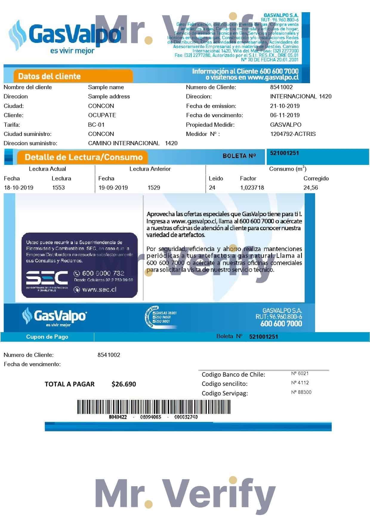 GasValpo-chile.jpg Chile GasValpo utility bill template, fully editable in Word and PDF format