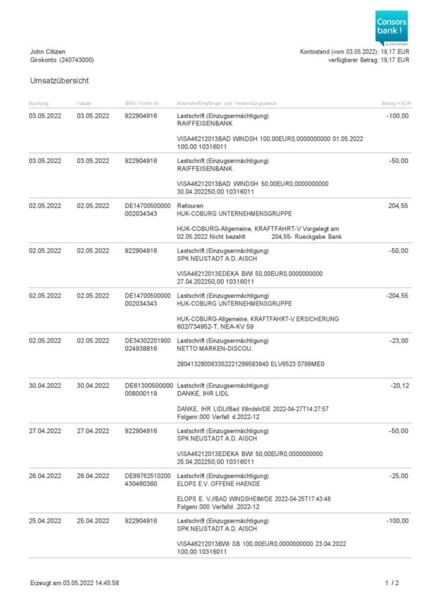 Germany-Consorsbank-bank-statement-Word-and-PDF-template-2-pages-1.jpg Germany Consorsbank bank statement, Word and PDF template, 2 pages