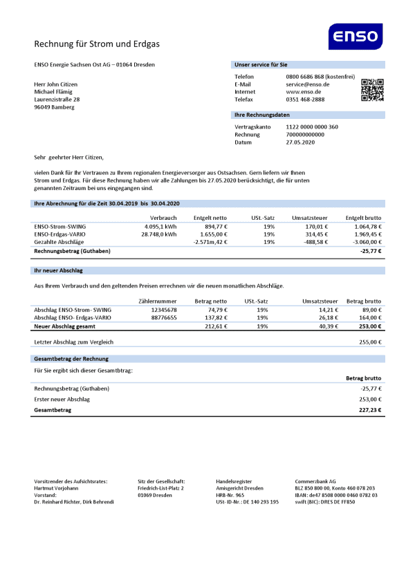 Germany-ENSO-electricity_000001.png Germany ENSO rechnung für strom und erdgas utility bill template in Word and PDF format