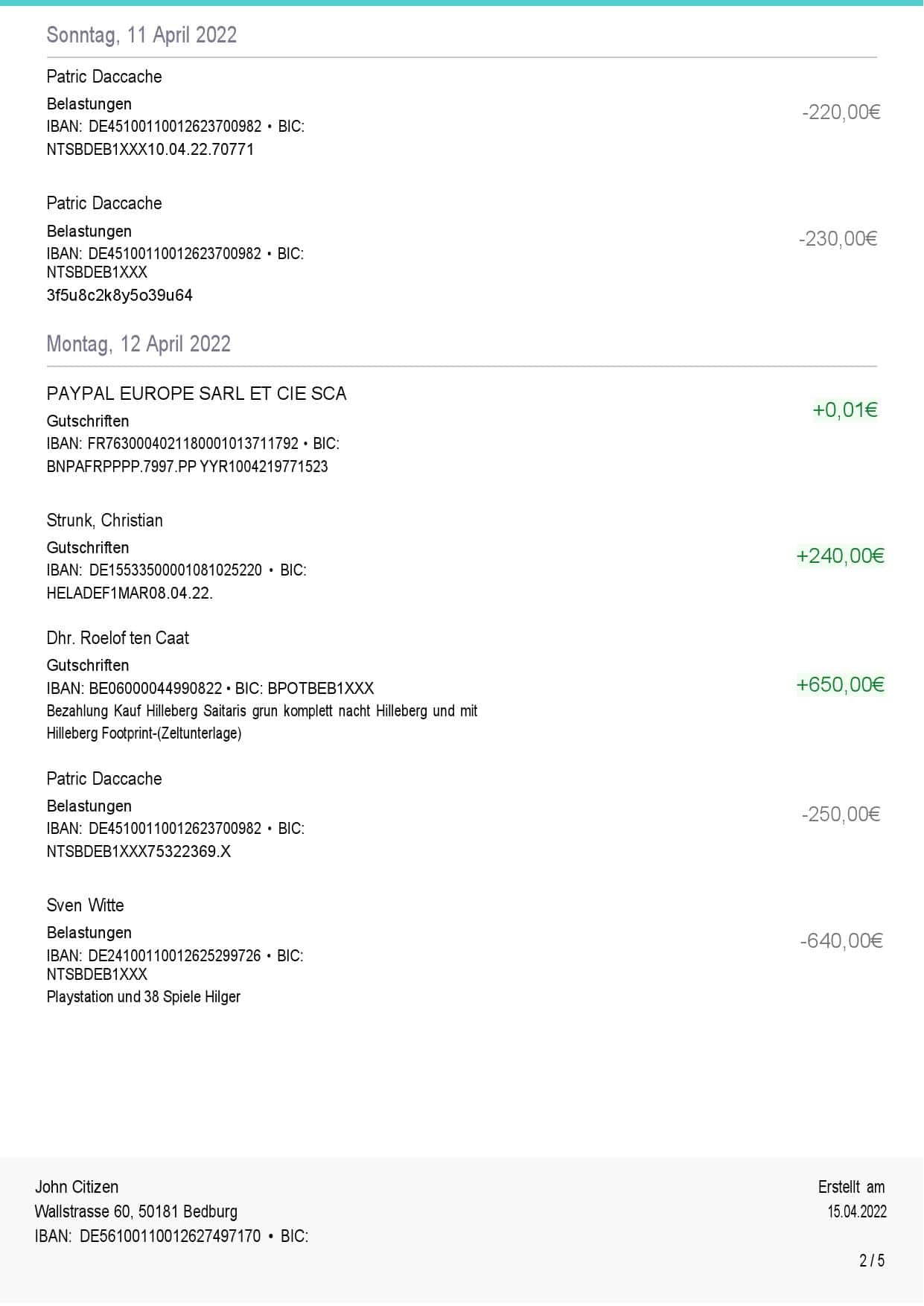 Germany-N26-bank-statement-5-pages_000002.jpg Germany N26 bank statement, Word and PDF template, 5 pages (in German language) - Image 2