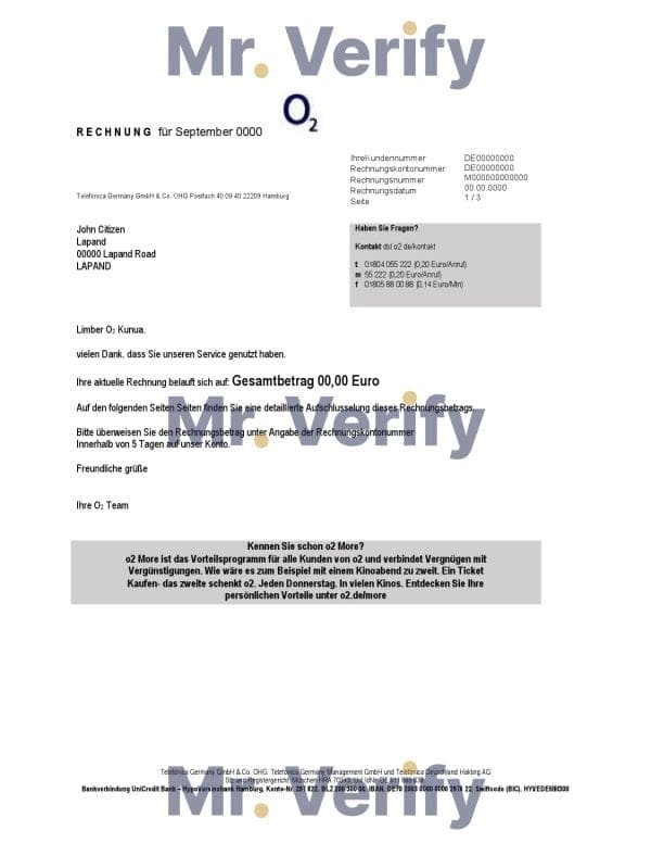 Germany-O2-bill.jpg Germany RECHNUNG O2 Utility Bill Template in Word and PDF Format