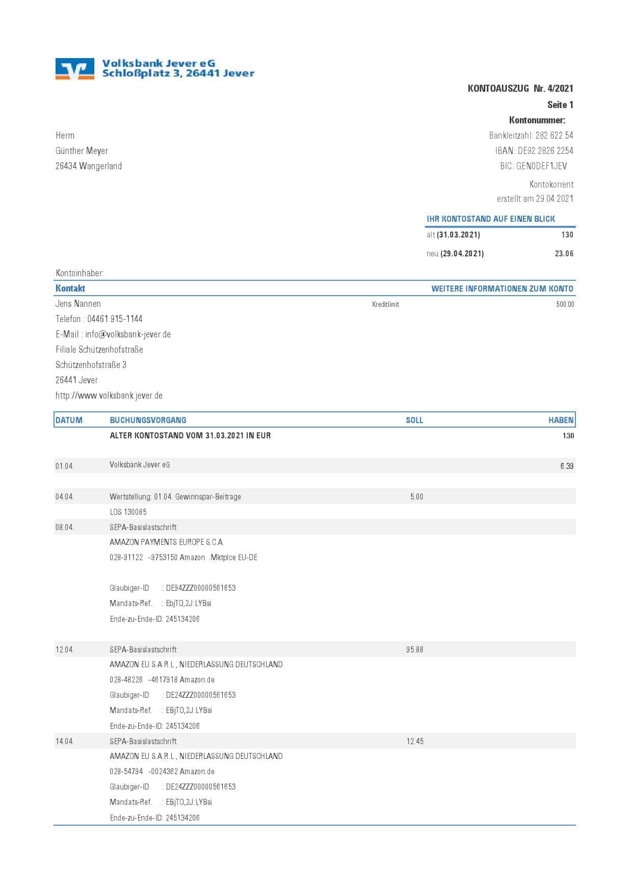 Germany-Volksbank-Jever_000001.jpg Germany Volksbank Jever statement template in Excel and PDF format